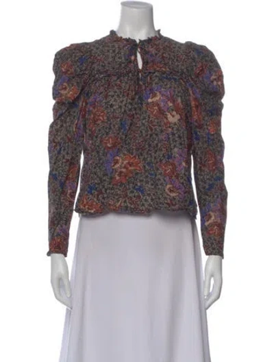 Pre-owned Ulla Johnson Floral Print Tie Neck Blouse In Multi