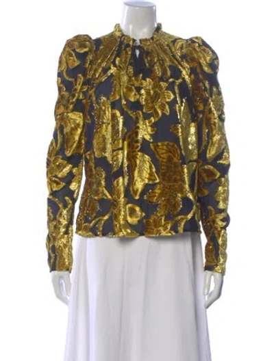 Pre-owned Ulla Johnson Floral Print Tie Neck Blouse In Multi