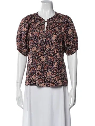 Pre-owned Ulla Johnson Floral Print Tie Neck Blouse In Multi