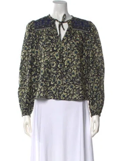 Pre-owned Ulla Johnson Floral Print Tie Neck Blouse In Multi