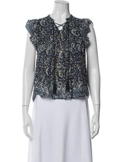Pre-owned Ulla Johnson Floral Print Tie Neck Blouse In Multi