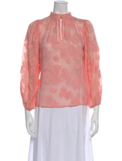 Pre-owned Ulla Johnson Floral Print Tie Neck Blouse In Pink