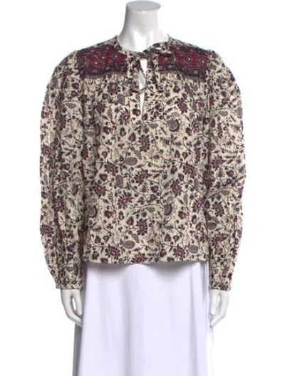 Pre-owned Ulla Johnson Floral Print Tie Neck Blouse W/ Tags In Multi