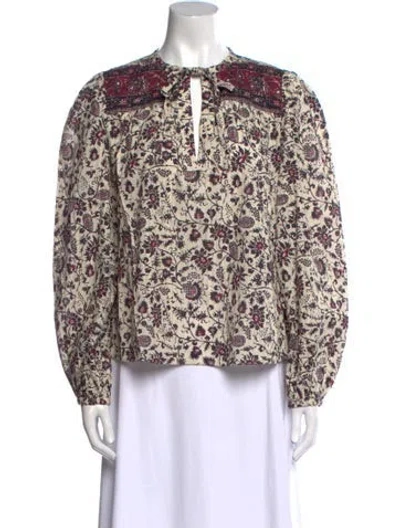Pre-owned Ulla Johnson Floral Print Tie Neck Blouse W/ Tags In Multi