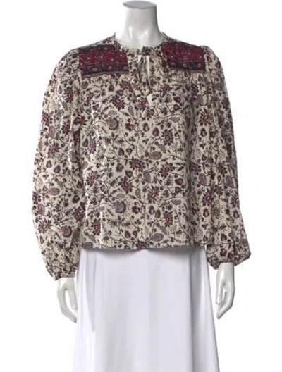 Pre-owned Ulla Johnson Floral Print Tie Neck Blouse W/ Tags In Multi