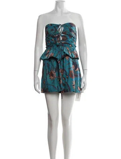 Pre-owned Ulla Johnson Floral Print Tie Neck Jumpsuit In Blue/orange