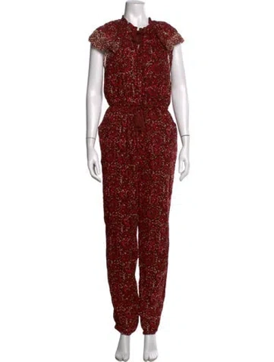 Pre-owned Ulla Johnson Floral Print Tie Neck Jumpsuit In Brown
