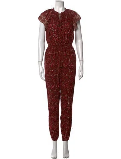 Pre-owned Ulla Johnson Floral Print Tie Neck Jumpsuit In Brown