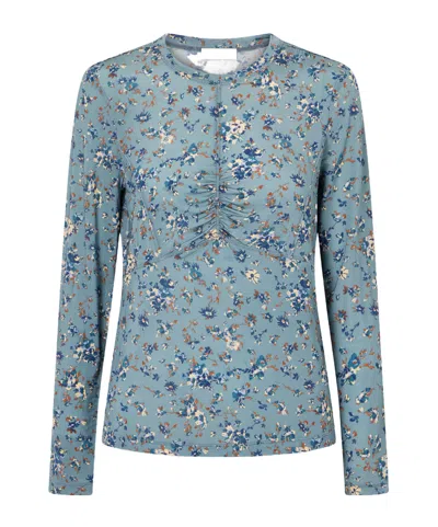 Ulla Johnson Gathered Floral-print Stretch-jersey Blouse In Multi