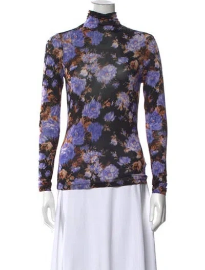 Pre-owned Ulla Johnson Floral Print Turtleneck Top In Gray