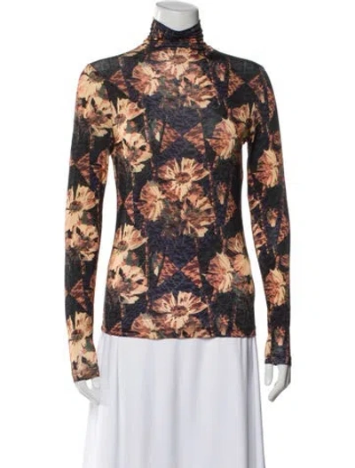 Pre-owned Ulla Johnson Floral Print Turtleneck Top In Multi