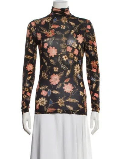 Pre-owned Ulla Johnson Floral Print Turtleneck Top In Multi