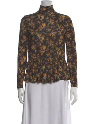 Pre-owned Ulla Johnson Floral Print Turtleneck Top In Multi