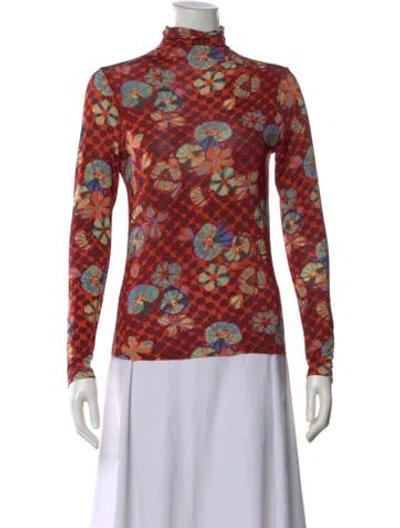 Pre-owned Ulla Johnson Floral Print Turtleneck Top In Multi