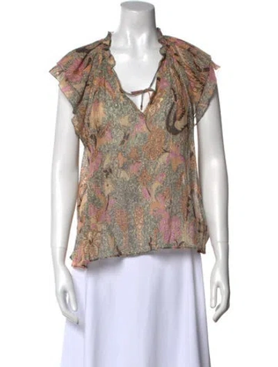 Pre-owned Ulla Johnson Floral Print V-neck Blouse