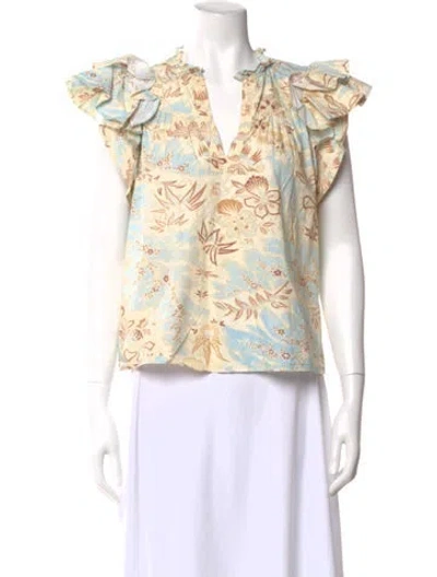 Pre-owned Ulla Johnson Floral Print V-neck Blouse