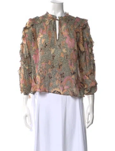 Pre-owned Ulla Johnson Floral Print V-neck Blouse