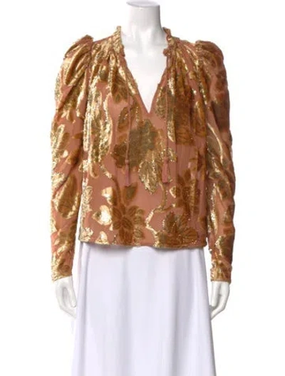 Pre-owned Ulla Johnson Floral Print V-neck Blouse
