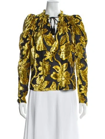 Pre-owned Ulla Johnson Floral Print V-neck Blouse