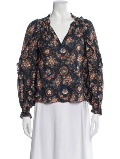 Pre-owned Ulla Johnson Floral Print V-neck Blouse