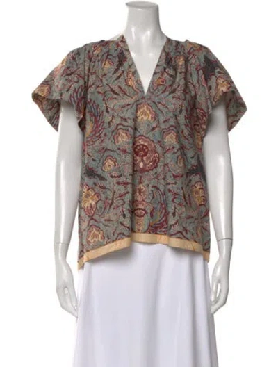 Pre-owned Ulla Johnson Floral Print V-neck Blouse
