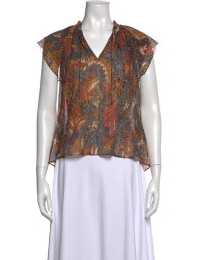 Pre-owned Ulla Johnson Floral Print V-neck Blouse