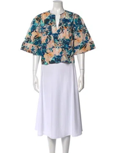 Pre-owned Ulla Johnson Floral Print V-neck Blouse In Blue