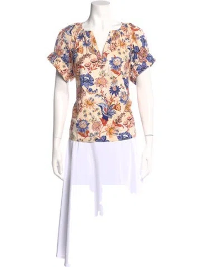 Pre-owned Ulla Johnson Floral Print V-neck Blouse In Multi
