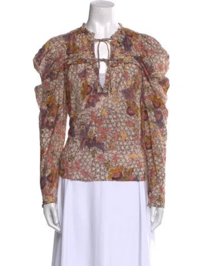 Pre-owned Ulla Johnson Floral Print V-neck Blouse In Multi