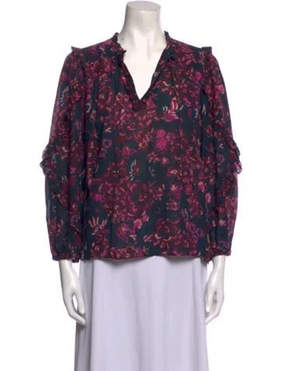 Pre-owned Ulla Johnson Floral Print V-neck Blouse In Multi