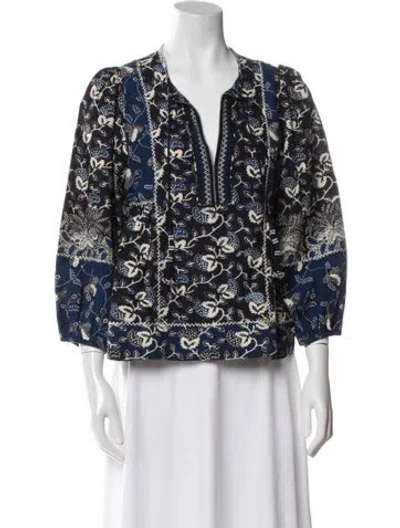 Pre-owned Ulla Johnson Floral Print V-neck Blouse In Multi