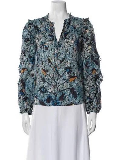 Pre-owned Ulla Johnson Floral Print V-neck Blouse In Multi
