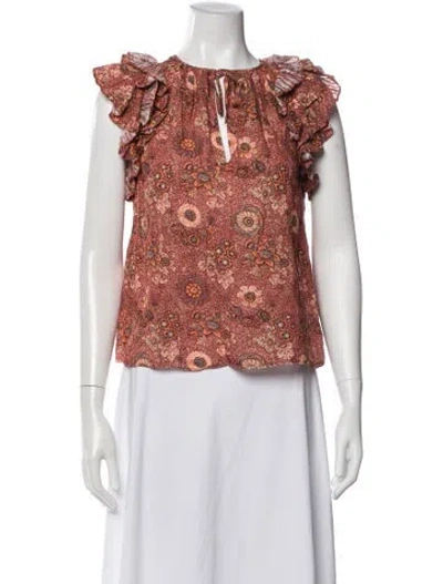 Pre-owned Ulla Johnson Floral Print V-neck Blouse In Multi
