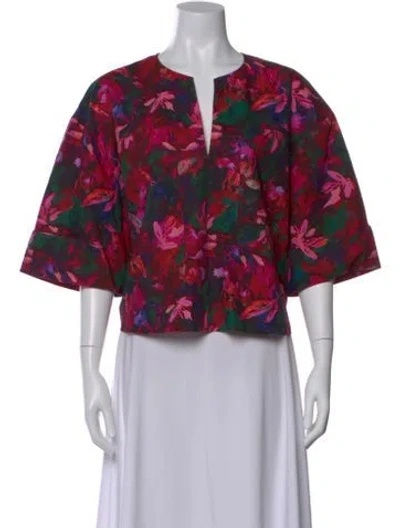 Pre-owned Ulla Johnson Floral Print V-neck Blouse In Multi