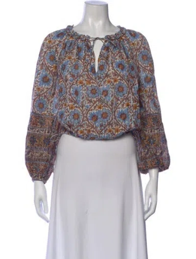 Pre-owned Ulla Johnson Floral Print V-neck Blouse In Multi