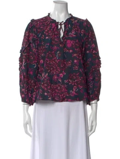Pre-owned Ulla Johnson Floral Print V-neck Blouse In Multi