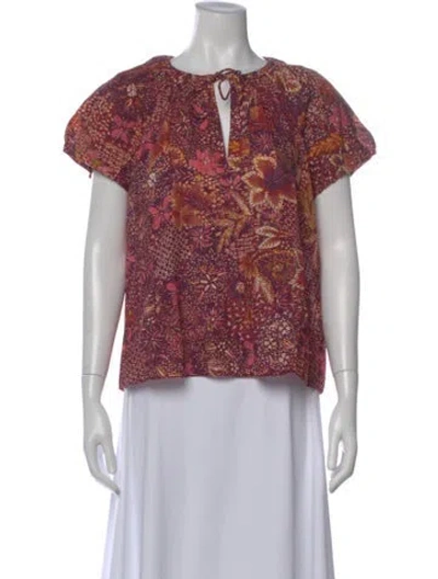 Pre-owned Ulla Johnson Floral Print V-neck Blouse In Multi