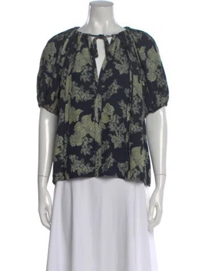 Pre-owned Ulla Johnson Floral Print V-neck Blouse In Multi