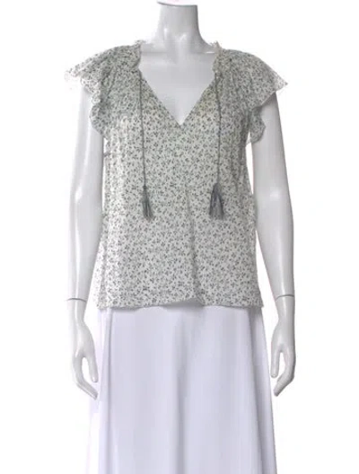 Pre-owned Ulla Johnson Floral Print V-neck Blouse In Multi