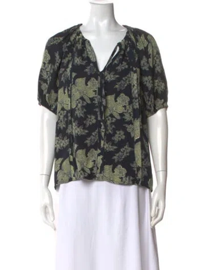 Pre-owned Ulla Johnson Floral Print V-neck Blouse In Multi