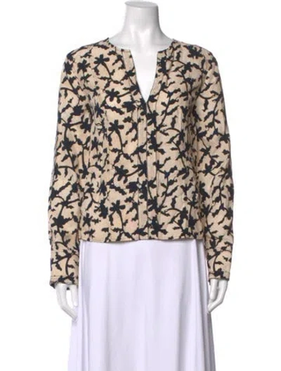 Pre-owned Ulla Johnson Floral Print V-neck Blouse In Neutrals