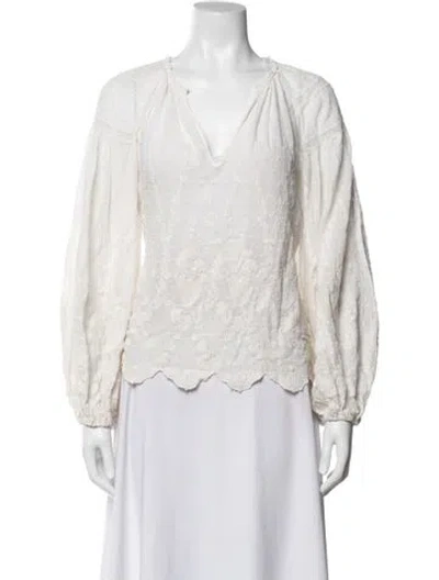 Pre-owned Ulla Johnson Floral Print V-neck Blouse In Neutrals