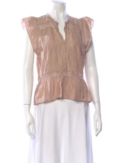 Pre-owned Ulla Johnson Floral Print V-neck Blouse In Orange