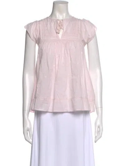 Pre-owned Ulla Johnson Floral Print V-neck Blouse In Pink