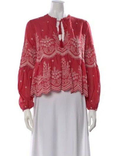 Pre-owned Ulla Johnson Floral Print V-neck Blouse In Pink