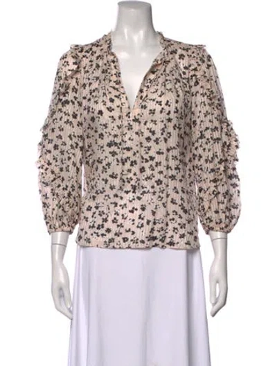 Pre-owned Ulla Johnson Floral Print V-neck Blouse In Pink