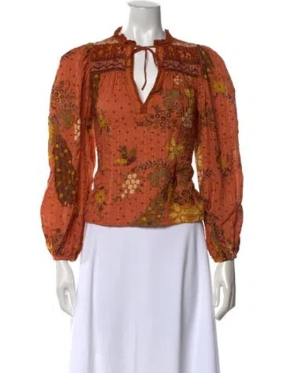 Pre-owned Ulla Johnson Floral Print V-neck Blouse In Pink