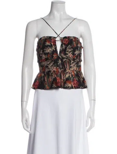 Pre-owned Ulla Johnson Floral Print V-neck Blouse In Purple
