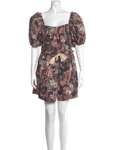 Pre-owned Ulla Johnson Floral Print V-neck Romper In Red
