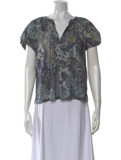 Pre-owned Ulla Johnson Floral Print V-neck Top In Multi
